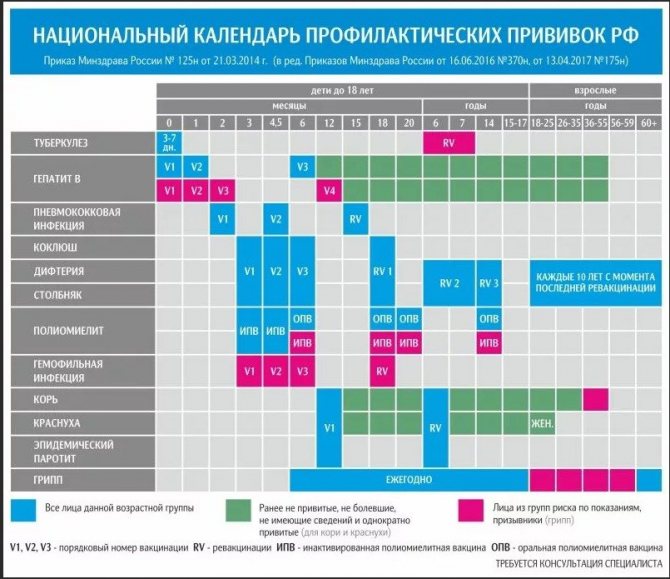 An example of a vaccination schedule as amended in 2021