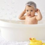 baby in the bath